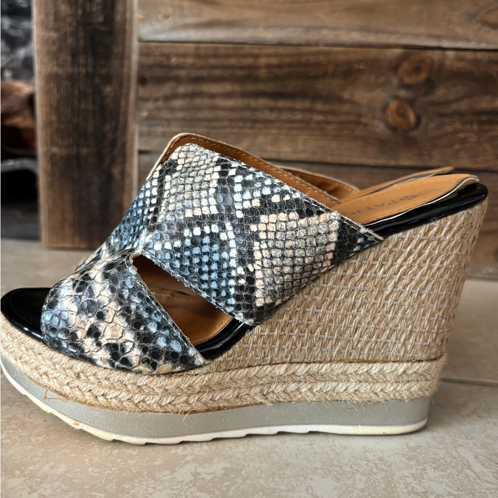 Patrizia Pepe Cream and Black Wedge Shoes with Platform